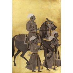 Shamsuddin Tanwri, 29 x 42 Inch, Graphite Gold and Silver Leaf on Paper, Figurative Painting, AC-SUT-064